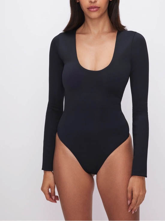 Good American Tops - Good American Black Long Sleeve Scoop Neck Bodysuit 2X NWT